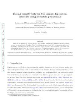 Testing equality between two-sample dependence structure using Bernstein
  polynomials