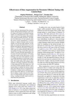 Effectiveness of Data Augmentation for Parameter Efficient Tuning with
  Limited Data