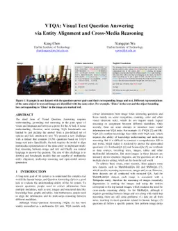 VTQA: Visual Text Question Answering via Entity Alignment and
  Cross-Media Reasoning