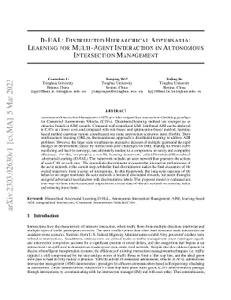 D-HAL: Distributed Hierarchical Adversarial Learning for Multi-Agent
  Interaction in Autonomous Intersection Management