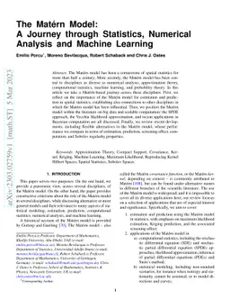 The Matérn Model: A Journey through Statistics, Numerical Analysis and
  Machine Learning
