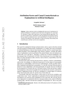 Attribution-Scores and Causal Counterfactuals as Explanations in
  Artificial Intelligence