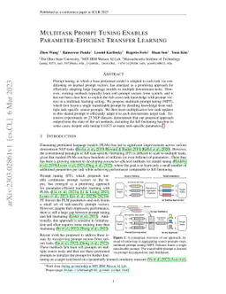 Multitask Prompt Tuning Enables Parameter-Efficient Transfer Learning