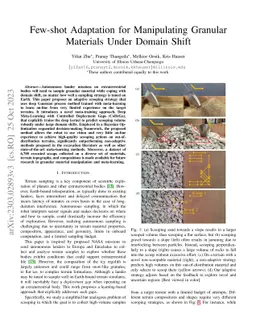 Few-shot Adaptation for Manipulating Granular Materials Under Domain
  Shift