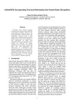 GlobalNER: Incorporating Non-local Information into Named Entity
  Recognition