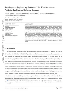 Requirements Engineering Framework for Human-centered Artificial
  Intelligence Software Systems