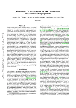 FoundationTTS: Text-to-Speech for ASR Customization with Generative
  Language Model