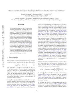 Primal and Dual Analysis of Entropic Fictitious Play for Finite-sum
  Problems