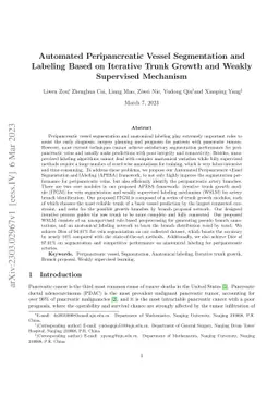 Automated Peripancreatic Vessel Segmentation and Labeling Based on
  Iterative Trunk Growth and Weakly Supervised Mechanism