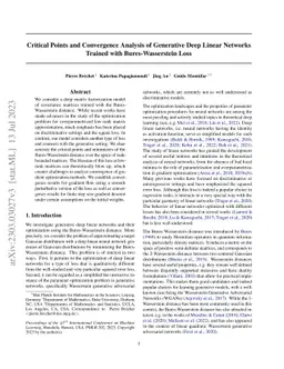 Critical Points and Convergence Analysis of Generative Deep Linear
  Networks Trained with Bures-Wasserstein Loss