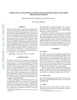 Cross-Lingual Transfer Learning for Alzheimer's Detection From
  Spontaneous Speech