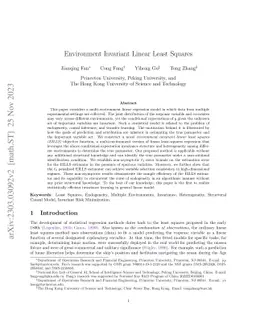 Environment Invariant Linear Least Squares