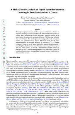 A Finite-Sample Analysis of Payoff-Based Independent Learning in
  Zero-Sum Stochastic Games