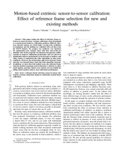 Motion-based extrinsic sensor-to-sensor calibration: Effect of reference
  frame selection for new and existing methods