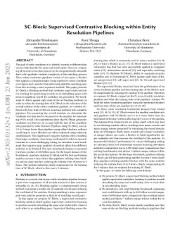 SC-Block: Supervised Contrastive Blocking within Entity Resolution
  Pipelines