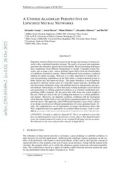A Unified Algebraic Perspective on Lipschitz Neural Networks