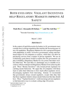 Both eyes open: Vigilant Incentives help Regulatory Markets improve AI
  Safety
