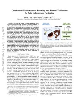 Constrained Reinforcement Learning and Formal Verification for Safe
  Colonoscopy Navigation