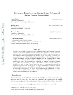 Accelerated Rates between Stochastic and Adversarial Online Convex Optimization