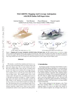 MACARONS: Mapping And Coverage Anticipation with RGB Online
  Self-Supervision