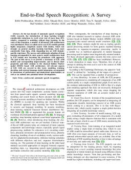 End-to-End Speech Recognition: A Survey