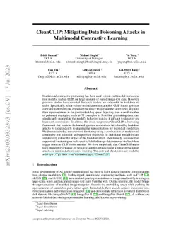 CleanCLIP: Mitigating Data Poisoning Attacks in Multimodal Contrastive
  Learning