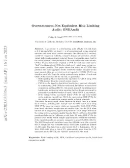 Overstatement-Net-Equivalent Risk-Limiting Audit: ONEAudit