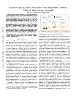 Scenario-Agnostic Zero-Trust Defense with Explainable Threshold Policy:
  A Meta-Learning Approach