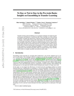 To Stay or Not to Stay in the Pre-train Basin: Insights on Ensembling in
  Transfer Learning