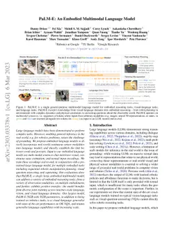 PaLM-E: An Embodied Multimodal Language Model