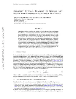 Globally Optimal Training of Neural Networks with Threshold Activation
  Functions