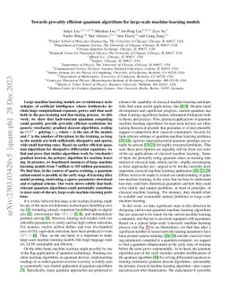 Towards provably efficient quantum algorithms for large-scale
  machine-learning models