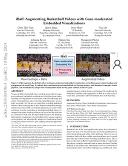 iBall: Augmenting Basketball Videos with Gaze-moderated Embedded
  Visualizations