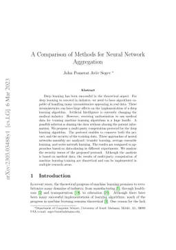 A Comparison of Methods for Neural Network Aggregation