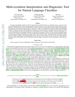 Multi-resolution Interpretation and Diagnostics Tool for Natural
  Language Classifiers