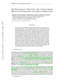 3D Equivariant Diffusion for Target-Aware Molecule Generation and
  Affinity Prediction