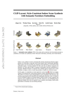 CLIP-Layout: Style-Consistent Indoor Scene Synthesis with Semantic
  Furniture Embedding