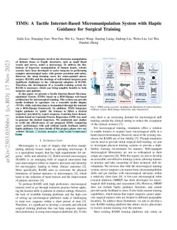TIMS: A Tactile Internet-Based Micromanipulation System with Haptic
  Guidance for Surgical Training