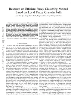 Research on Efficient Fuzzy Clustering Method Based on Local Fuzzy
  Granular balls