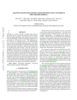 Adaptive Knowledge Distillation between Text and Speech Pre-trained
  Models
