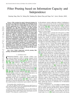 Filter Pruning based on Information Capacity and Independence