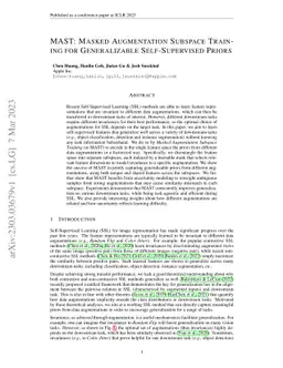MAST: Masked Augmentation Subspace Training for Generalizable
  Self-Supervised Priors