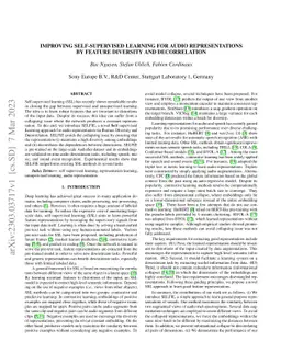 Improving Self-Supervised Learning for Audio Representations by Feature
  Diversity and Decorrelation