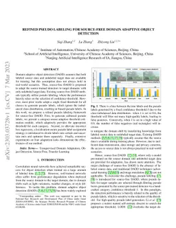 Refined Pseudo labeling for Source-free Domain Adaptive Object Detection