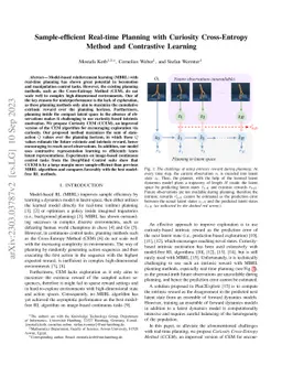 Sample-efficient Real-time Planning with Curiosity Cross-Entropy Method
  and Contrastive Learning