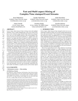 Fast and Multi-aspect Mining of Complex Time-stamped Event Streams
