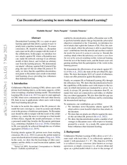 Can Decentralized Learning be more robust than Federated Learning?