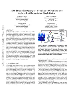 MAP-Elites with Descriptor-Conditioned Gradients and Archive
  Distillation into a Single Policy