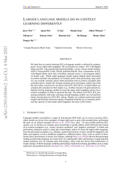 Larger language models do in-context learning differently