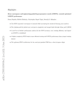 Error convergence and engineering-guided hyperparameter search of PINNs:
  towards optimized I-FENN performance